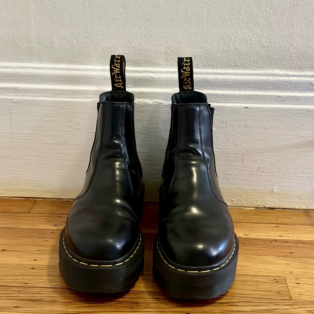 Dr. Martens Black Leather Platform Chelsea Boots - Picture 4 of 8